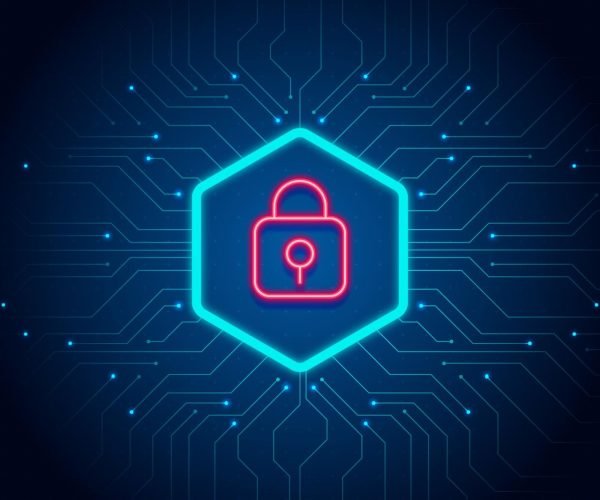 Image "Digital padlock icon representing Privacy policy And Security.